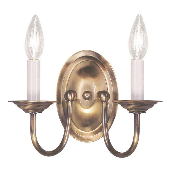 Home Basics 2 Light 10 inch Antique Brass Wall Sconce Wall Light