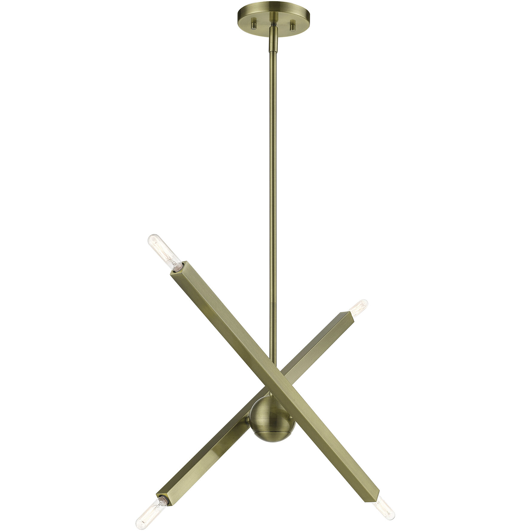 Monaco 4 Light 28 inch Antique Brass Linear Chandelier Ceiling Light