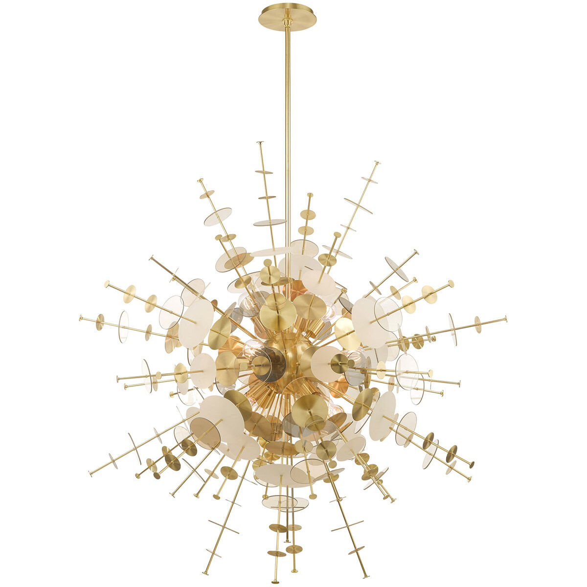 Circulo 12 Light 50 inch Satin Brass Grand Foyer Pendant Chandelier Ceiling Light