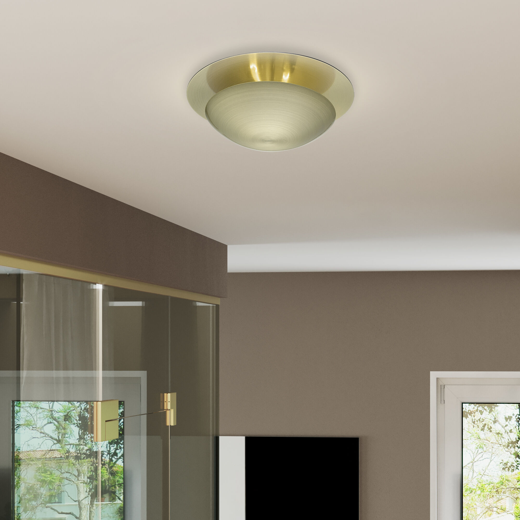 Ventura 2 Light 11 inch Antique Brass Semi-Flush/Wall Sconce Ceiling Light, Medium