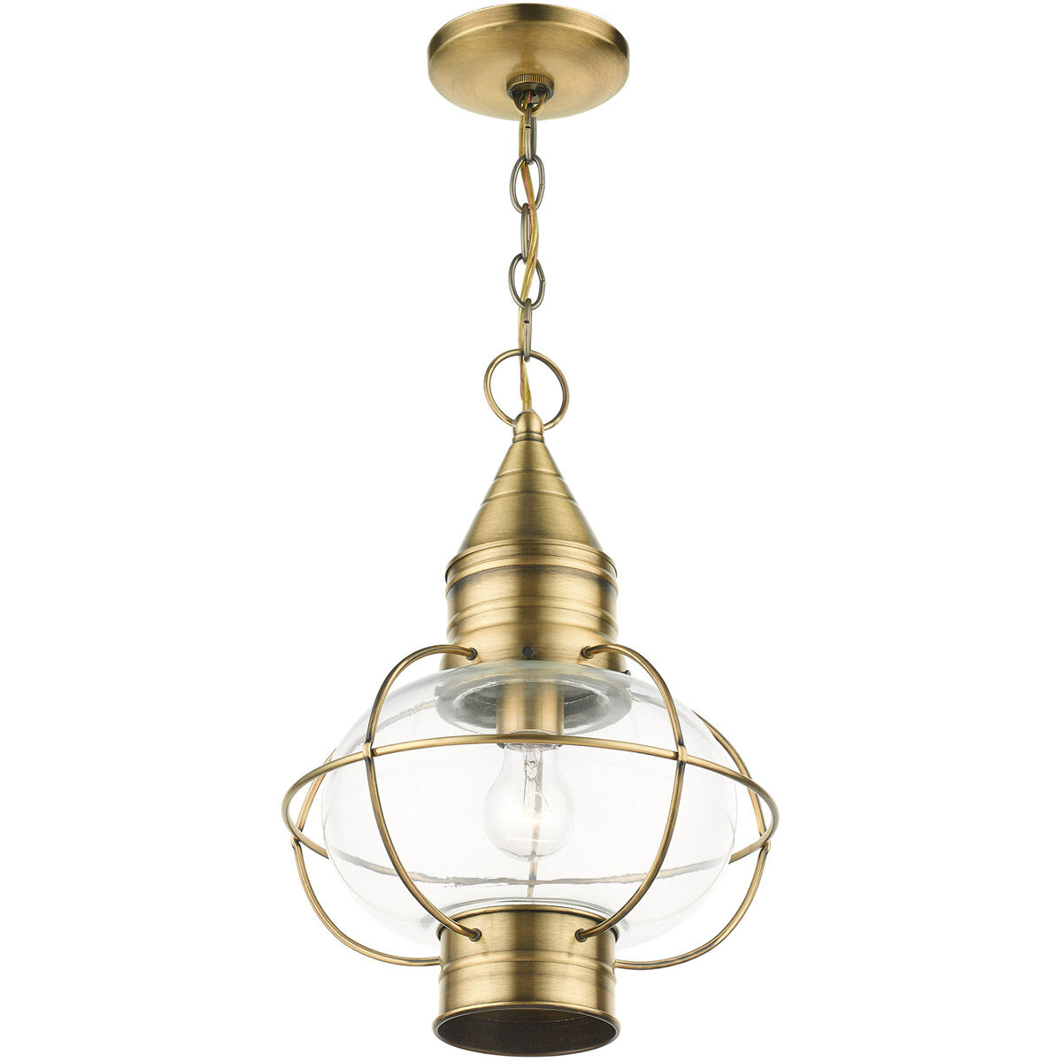 Newburyport 1 Light 11 inch Antique Brass Outdoor Pendant Lantern