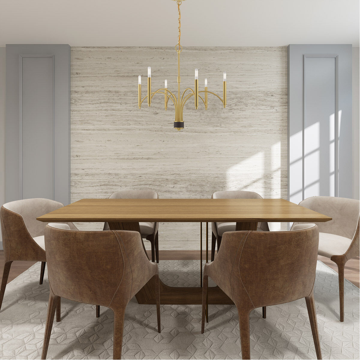 Wisteria 6 Light 26 inch Satin Brass Chandelier Ceiling Light