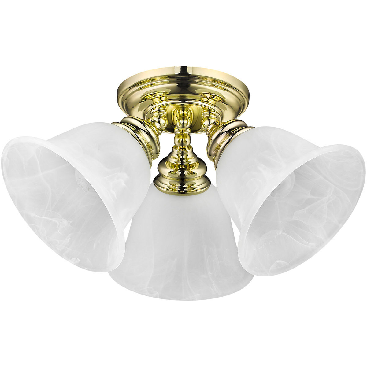 Essex 3 Light 15 inch Polished Brass Semi-Flush Mount Ceiling Light