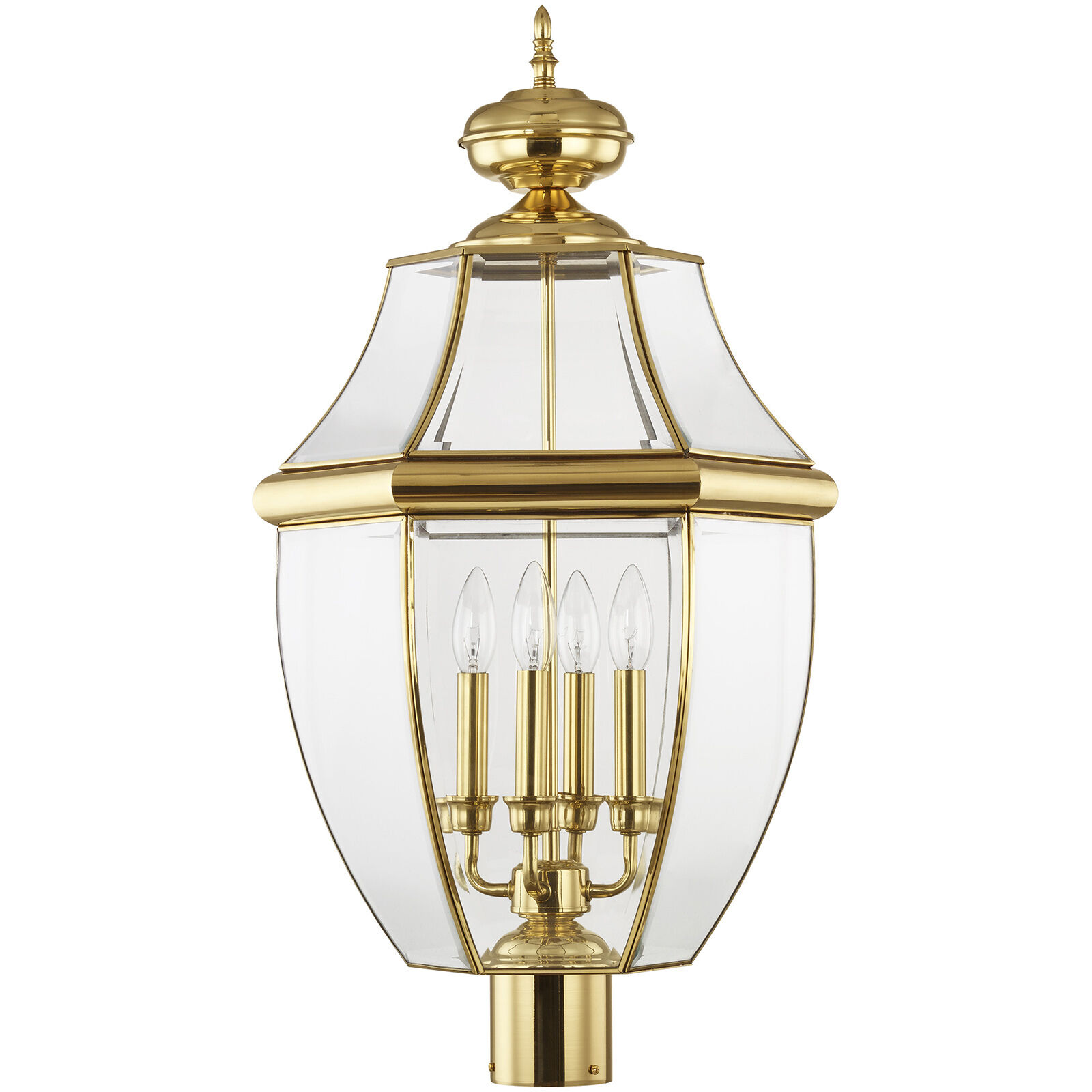 Monterey 4 Light 29 inch Polished Brass Outdoor Post Top Lantern