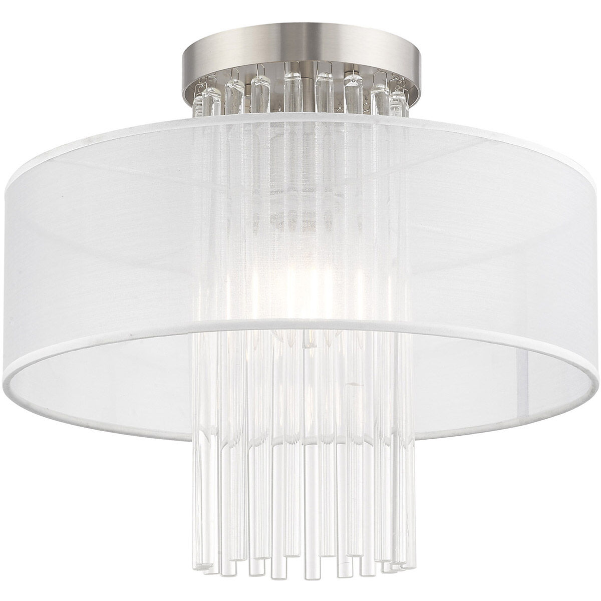 Alexis 1 Light 15 inch Brushed Nickel Semi-Flush Mount Ceiling Light