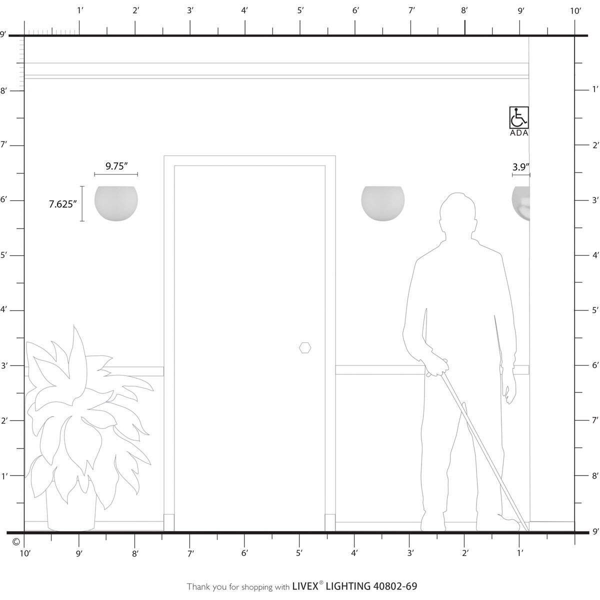 Piedmont 1 Light 10 inch Shiny White ADA Wall Sconce Wall Light