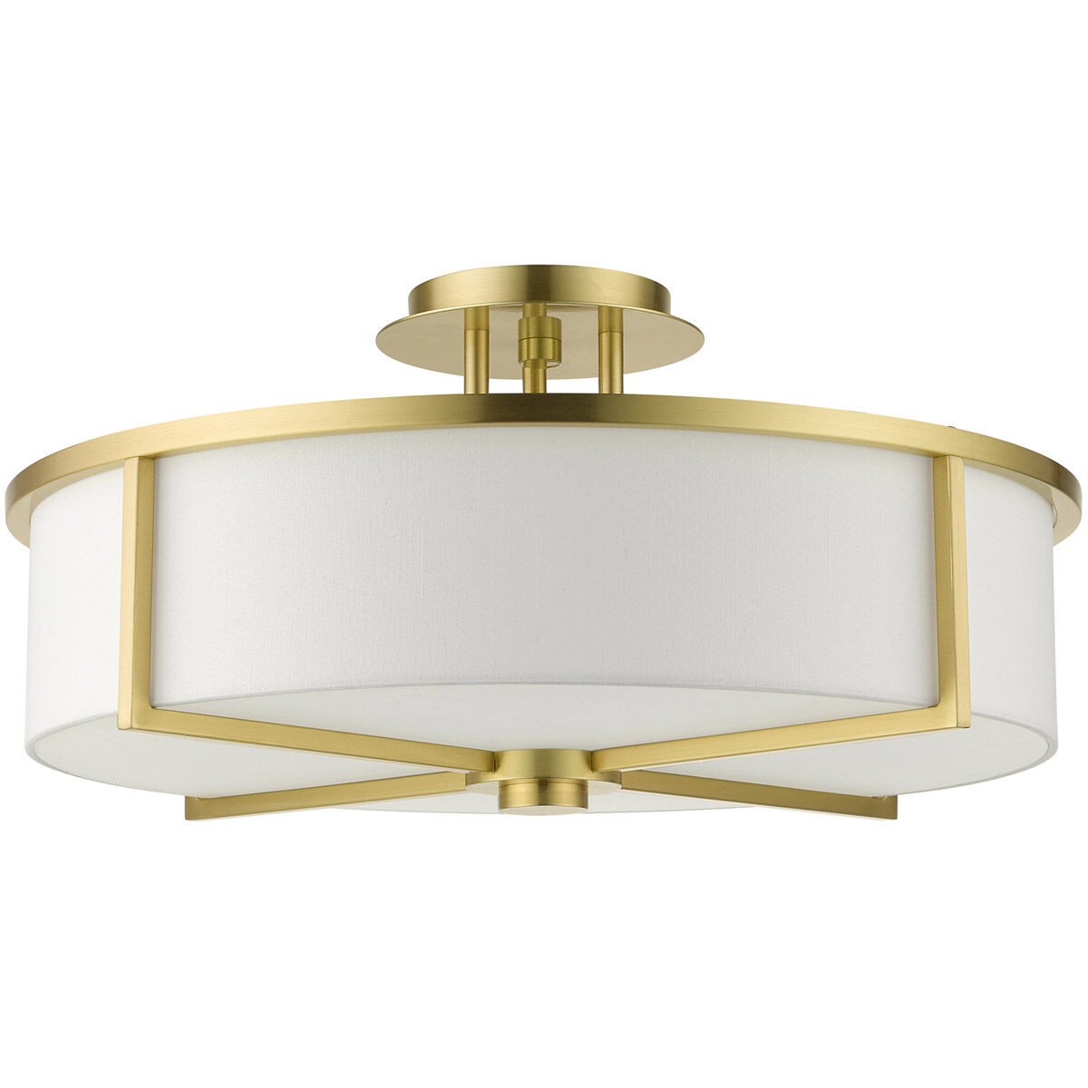 Wesley 4 Light 19 inch Satin Brass Semi Flush Ceiling Light