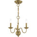 Windsor 3 Light 14 inch Antique Brass Mini Chandelier Ceiling Light