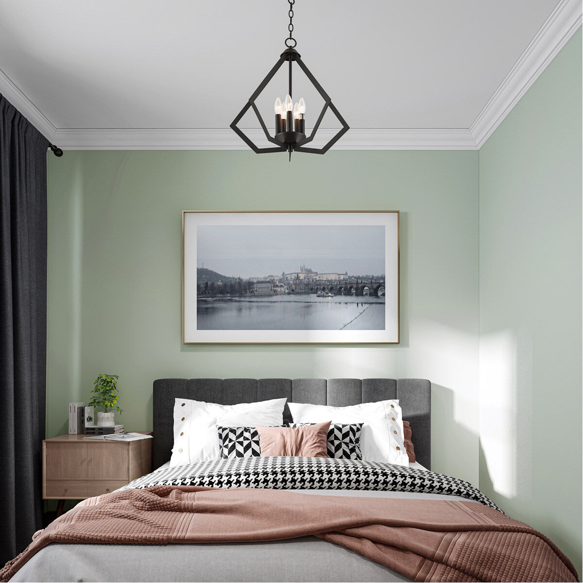 Prism 5 Light 20 inch Bronze Chandelier Ceiling Light