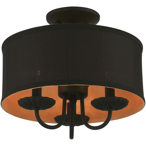 Winchester 3 Light 13 inch Black Semi-Flush Mount Ceiling Light