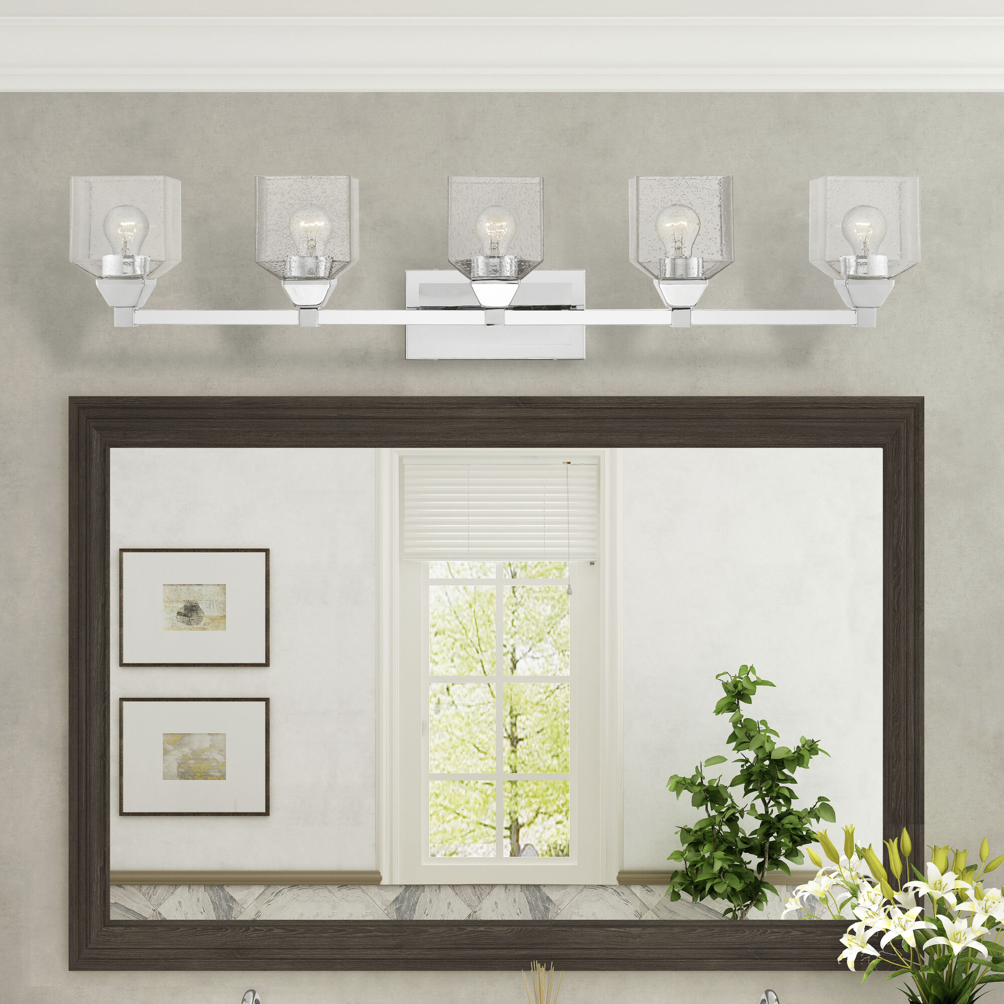 Aragon 5 Light 42 inch Polished Chrome Vanity Sconce Wall Light