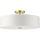 Meridian 4 Light 18 inch Satin Brass Semi Flush Ceiling Light