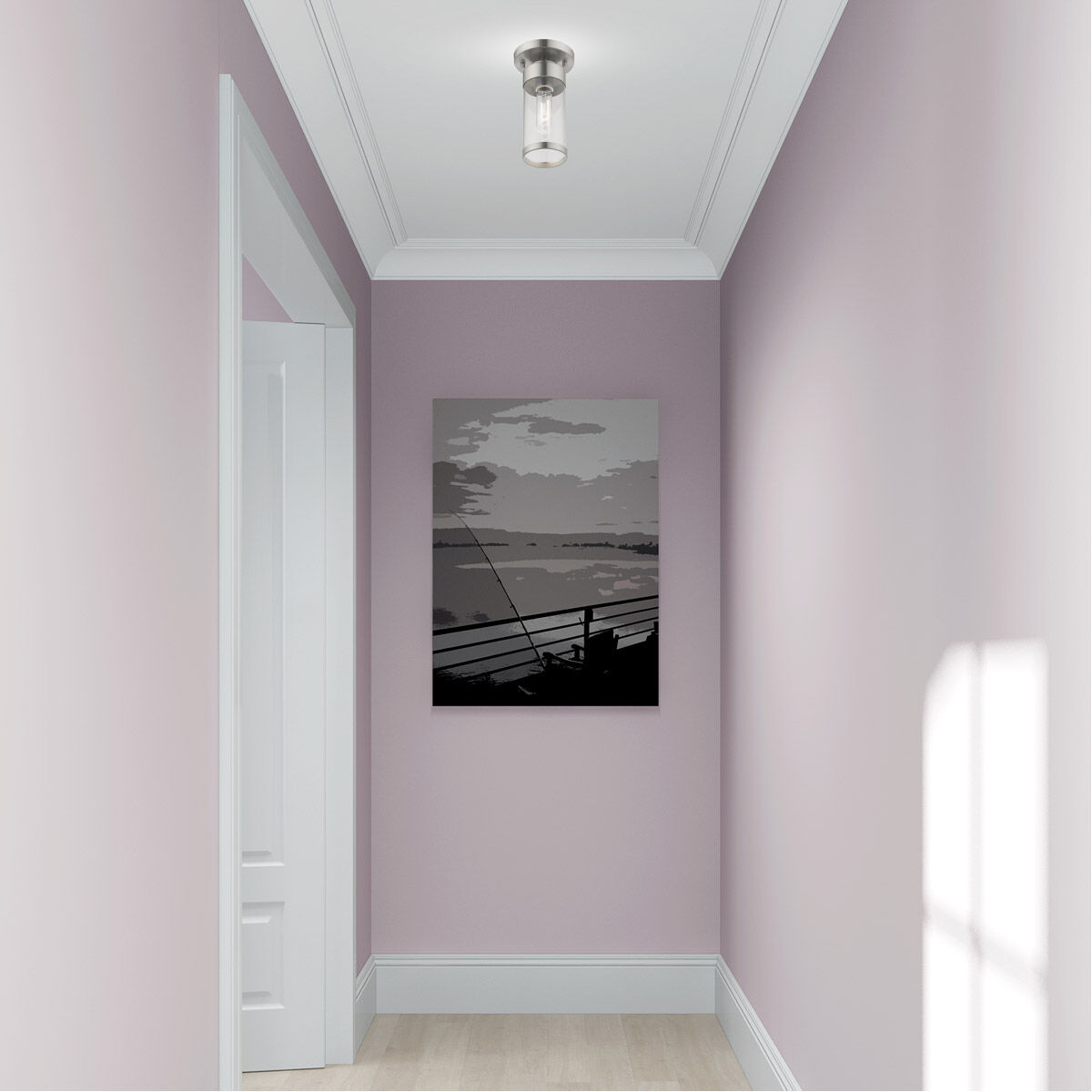 Hillcrest 1 Light 5 inch Brushed Nickel Semi-Flush Mount Ceiling Light