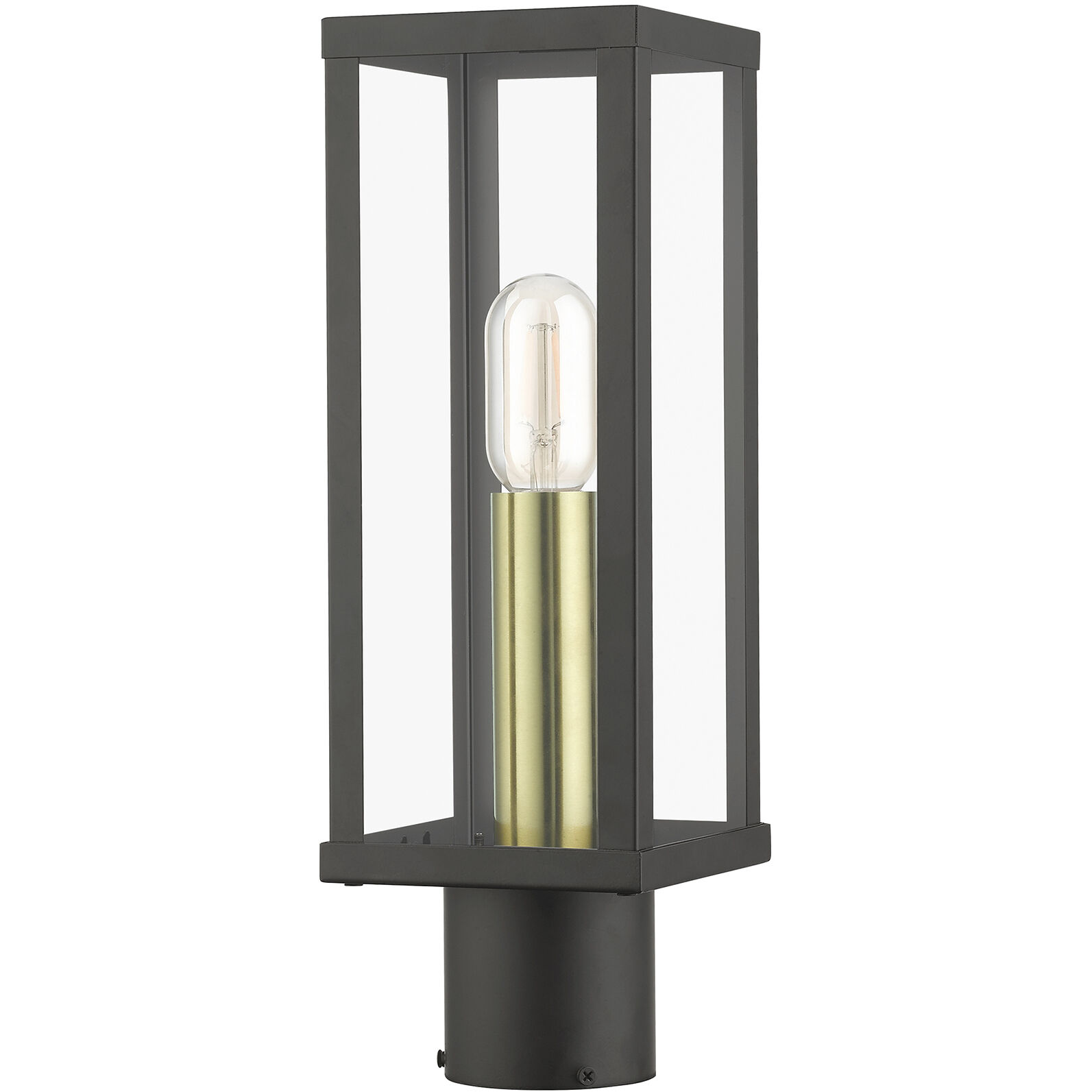 Gaffney 1 Light 15.5 inch Bronze with Antique Gold Finish Accents Outdoor Post Top Lantern