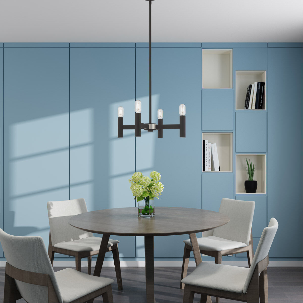 Copenhagen 4 Light 20 inch Black Mini Chandelier Ceiling Light