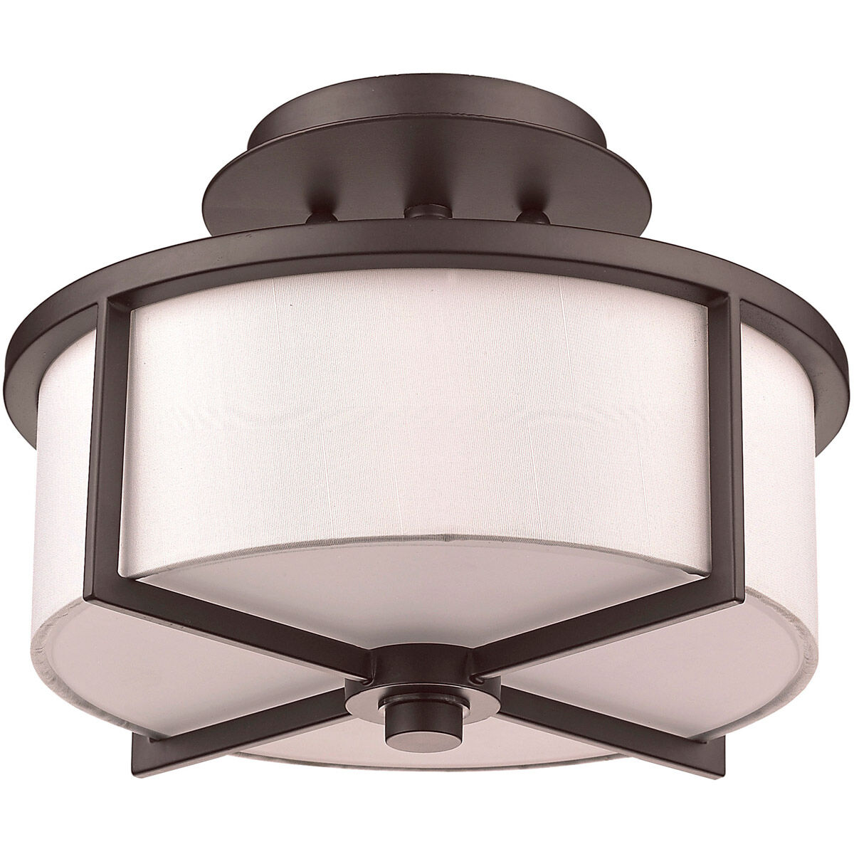 Wesley 2 Light 11 inch Bronze Semi-Flush Mount Ceiling Light