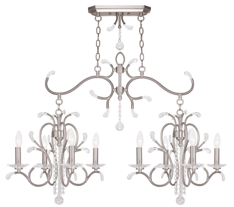Serafina 8 Light 43 inch Brushed Nickel Linear Chandelier Ceiling Light