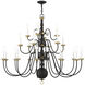 Williamsburg 22 Light 42 inch Black Chandelier Ceiling Light