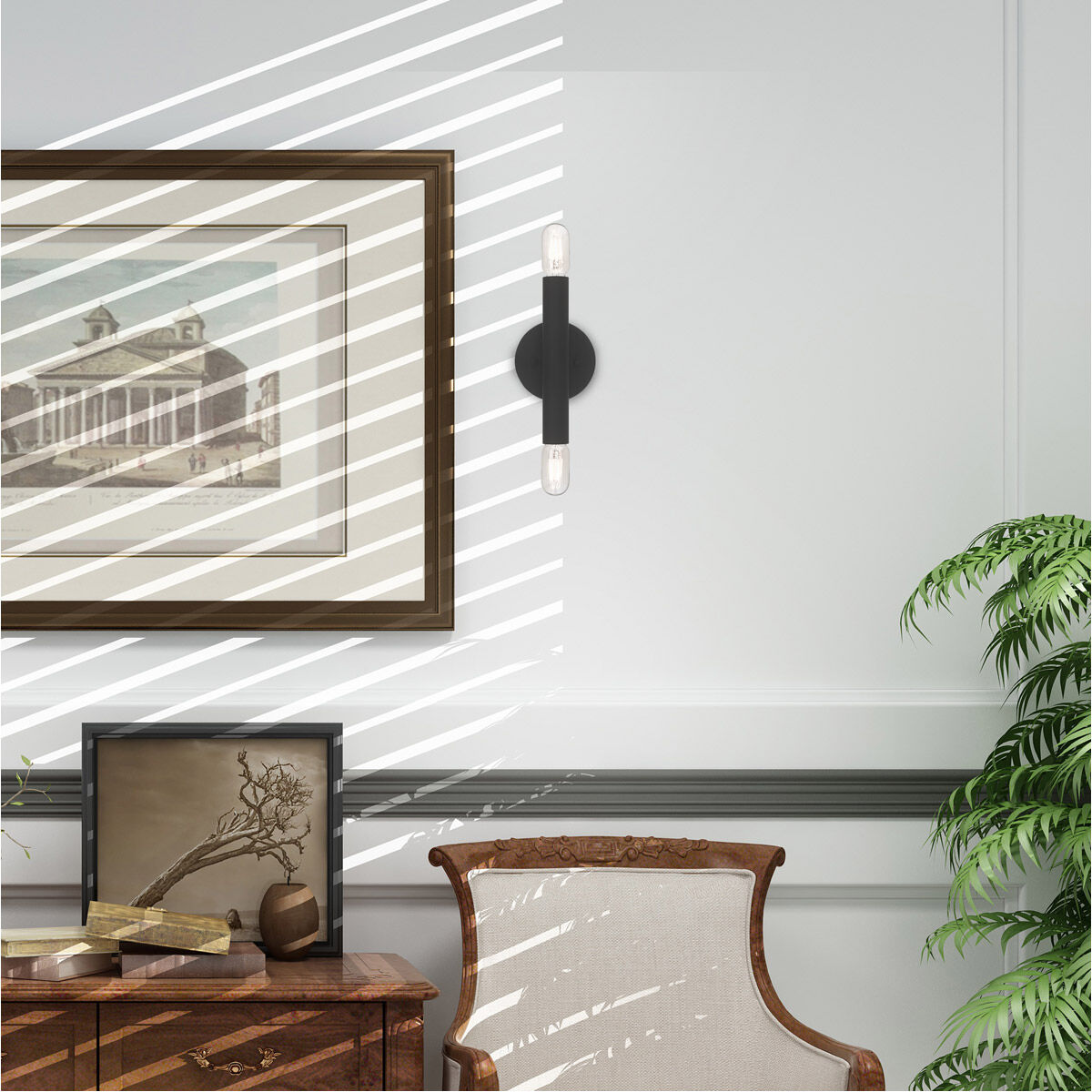 Copenhagen 2 Light 5 inch Black ADA ADA Wall Sconce Wall Light