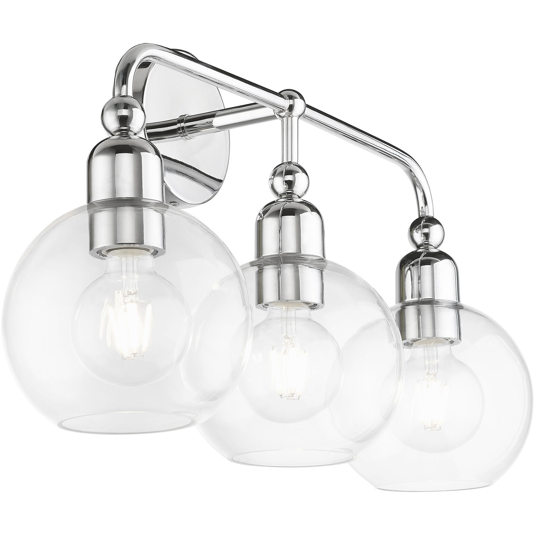 Downtown 3 Light 24 inch Polished Chrome Vanity Sconce Wall Light, Sphere