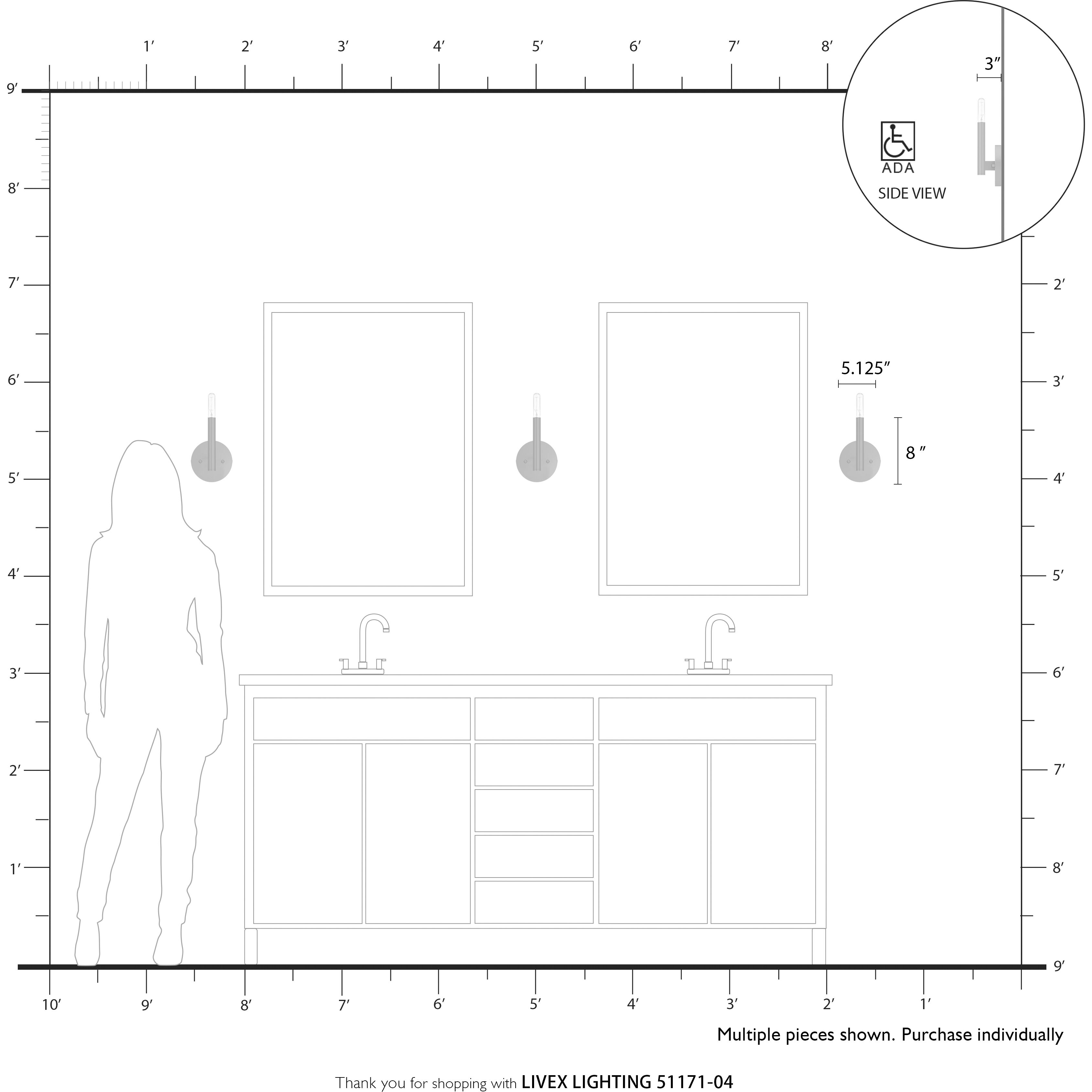 Copenhagen 1 Light 5.13 inch Black ADA Wall Sconce Wall Light, Single