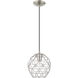 Geometric 1 Light 8 inch Brushed Nickel Mini Pendant Ceiling Light