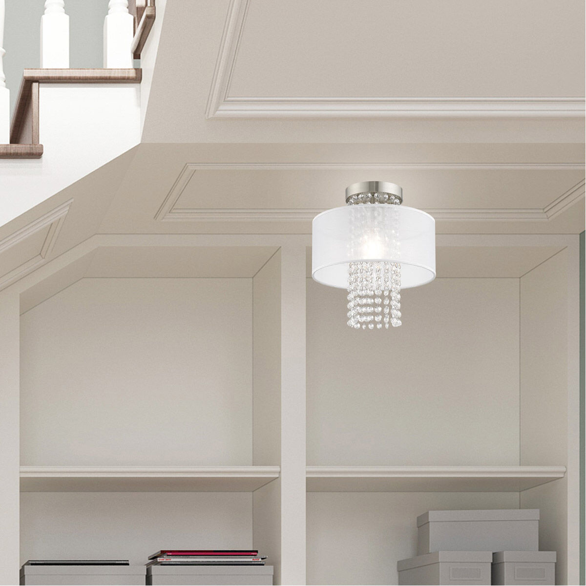 Bella Vista 1 Light 11 inch Brushed Nickel Semi-Flush Mount Ceiling Light