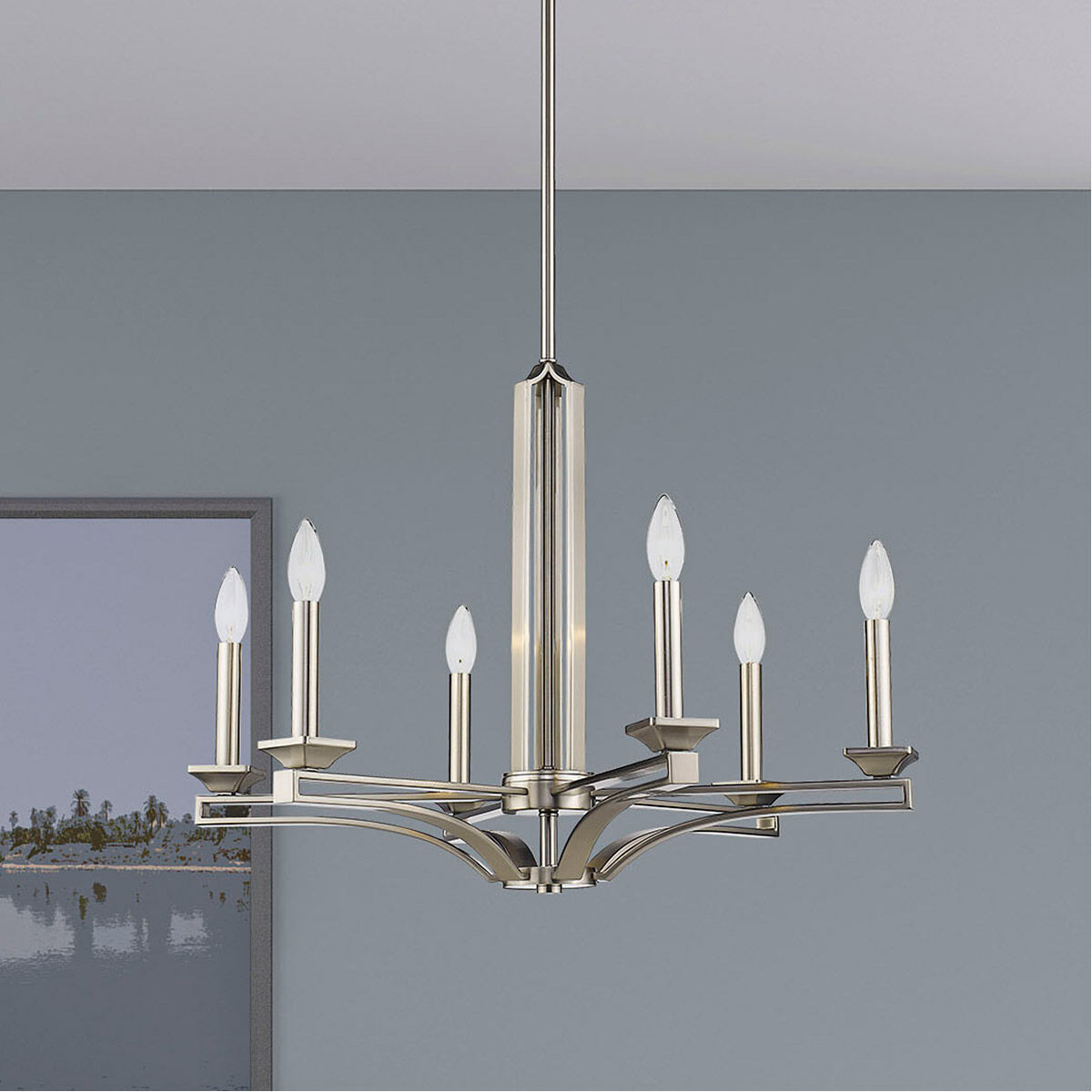 Trumbull 6 Light 26 inch Brushed Nickel Chandelier Ceiling Light