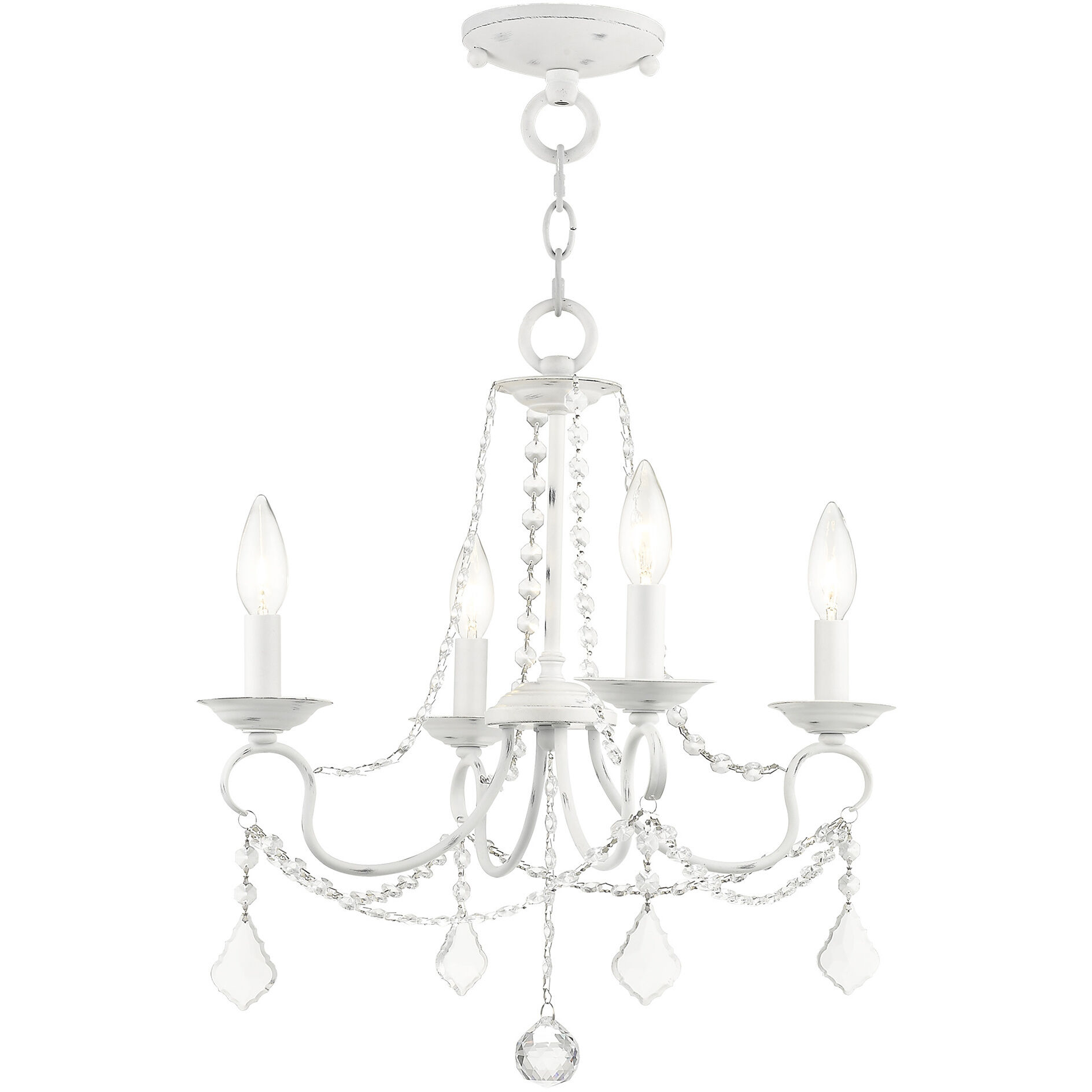 Pennington 4 Light 18 inch Antique White Convertible Mini Chandelier/Ceiling Mount Ceiling Light