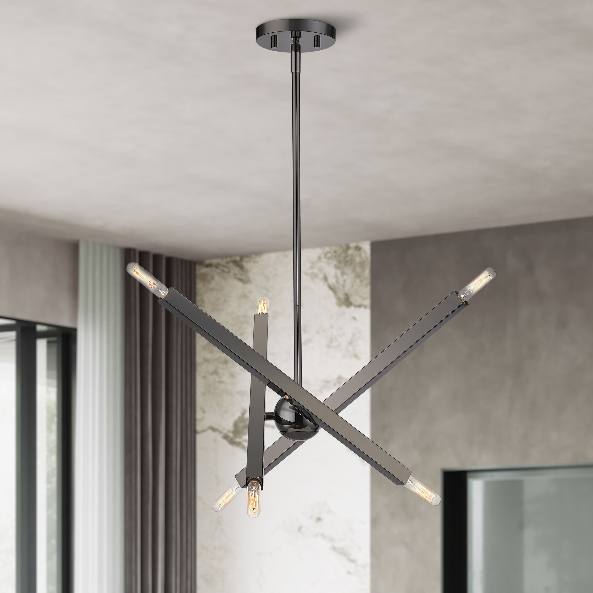 Monaco 6 Light 18 inch Black Chrome Chandelier Ceiling Light