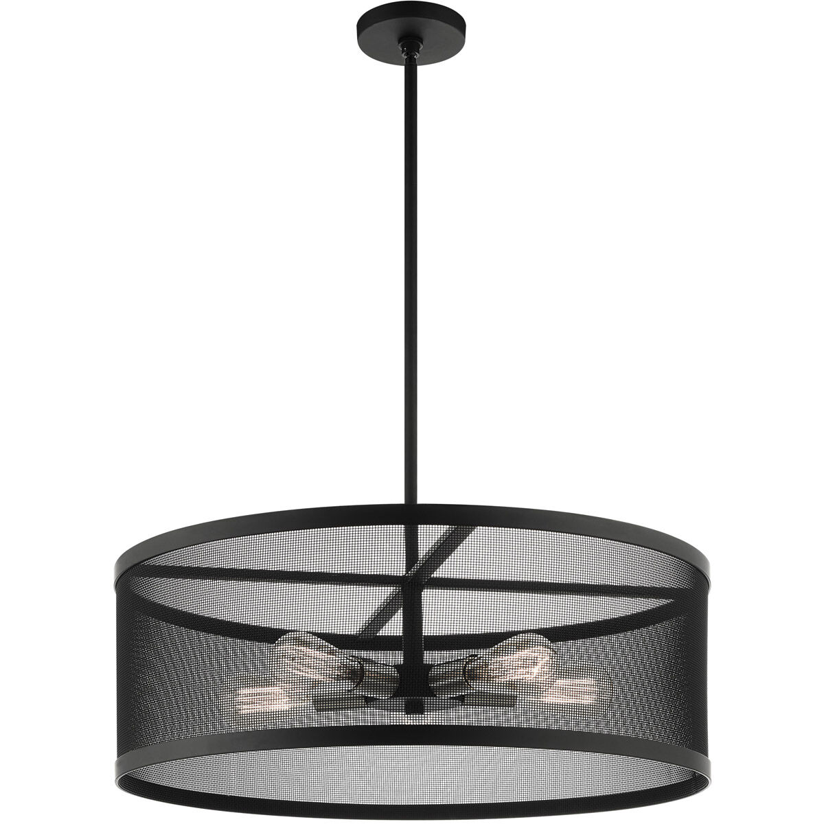Industro 5 Light 25 inch Black with Brushed Nickel Accents Chandelier Ceiling Light