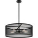 Industro 5 Light 25 inch Black with Brushed Nickel Accents Chandelier Ceiling Light