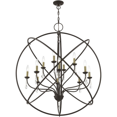 Aria 12 Light 40 inch Bronze with Antique Brass Finish Candles Grande Foyer Chandelier Ceiling Light
