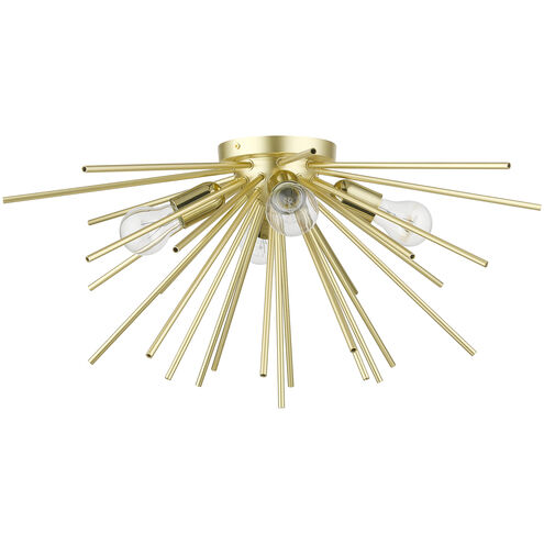 Tribeca 4 Light 25 inch Soft Gold with Polished Brass Accents Flush Mount Ceiling Light, Large