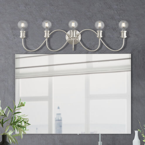Lansdale 5 Light 34 inch Brushed Nickel Vanity Sconce Wall Light, Large