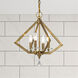 Diamond 4 Light 18 inch Antique Brass Chandelier Ceiling Light