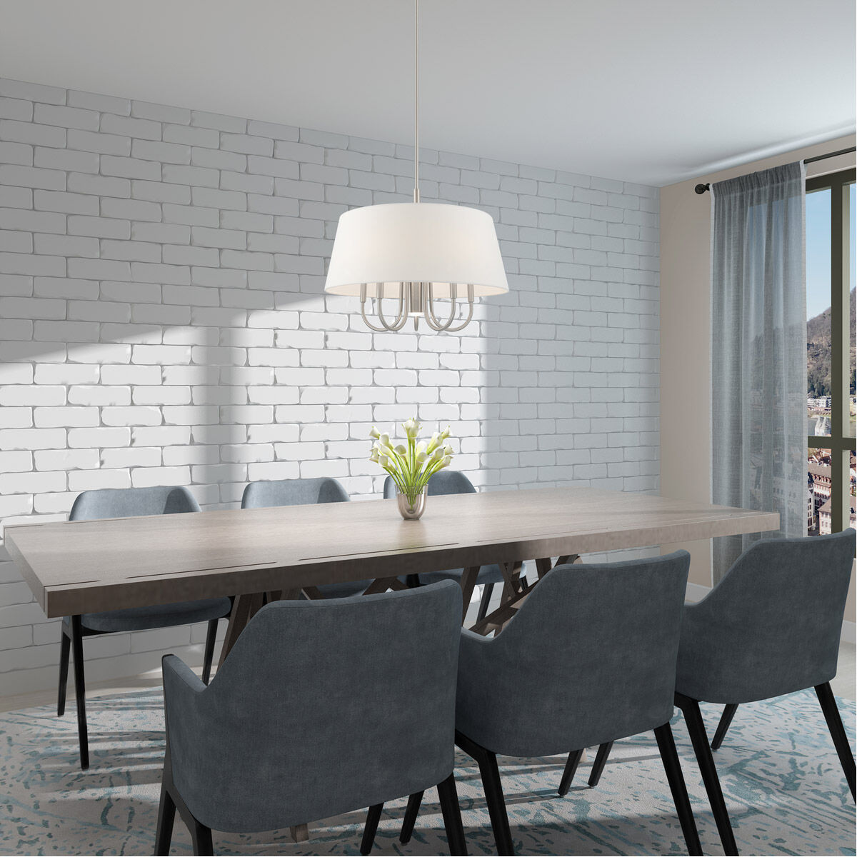 Belclaire 6 Light 24 inch Brushed Nickel Pendant Chandelier Ceiling Light