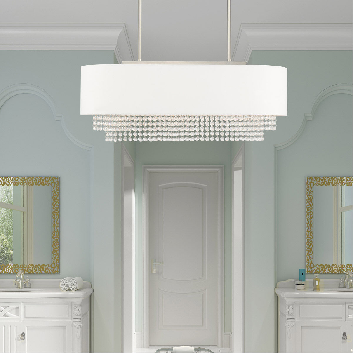 Carlisle 3 Light 31 inch Brushed Nickel Linear Chandelier Ceiling Light