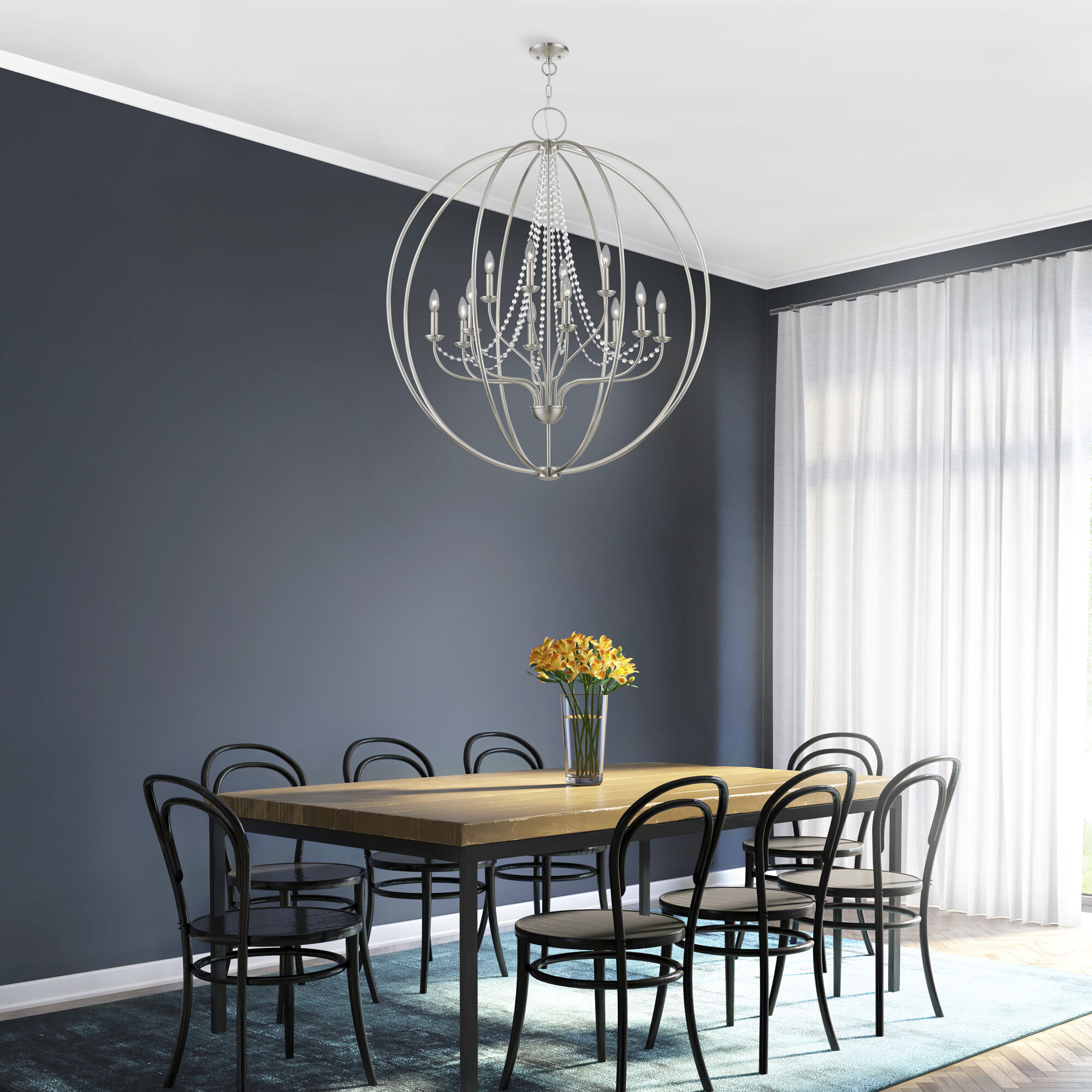 Arabella 12 Light 40 inch Brushed Nickel Grande Foyer Chandelier Ceiling Light