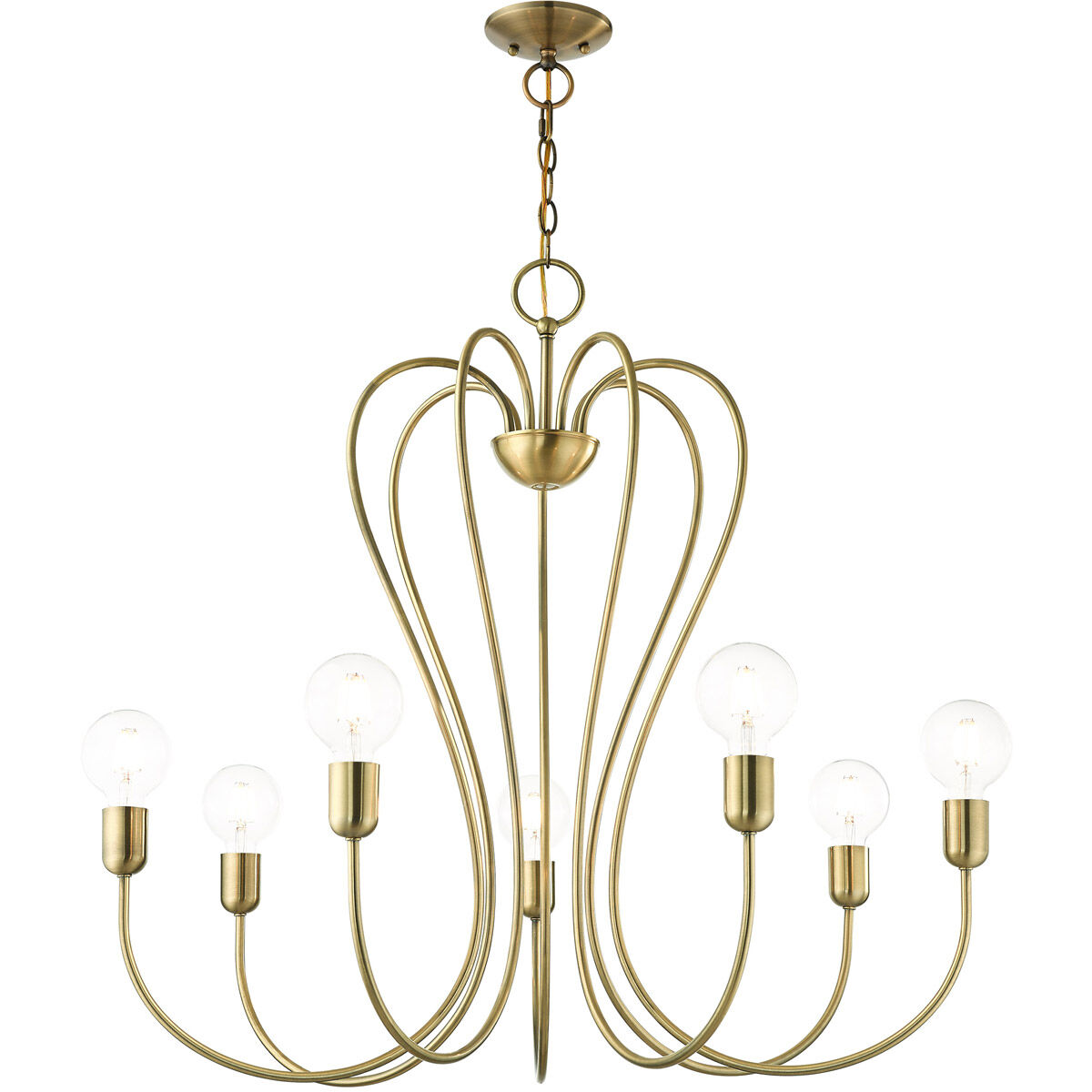 Lucerne 7 Light 30 inch Antique Brass Chandelier Ceiling Light