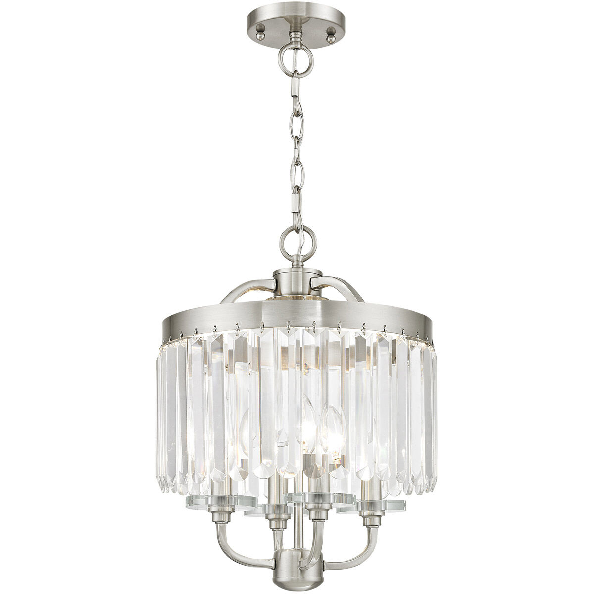 Ashton 4 Light 13 inch Brushed Nickel Convertible Mini Chandelier/Ceiling Mount Ceiling Light