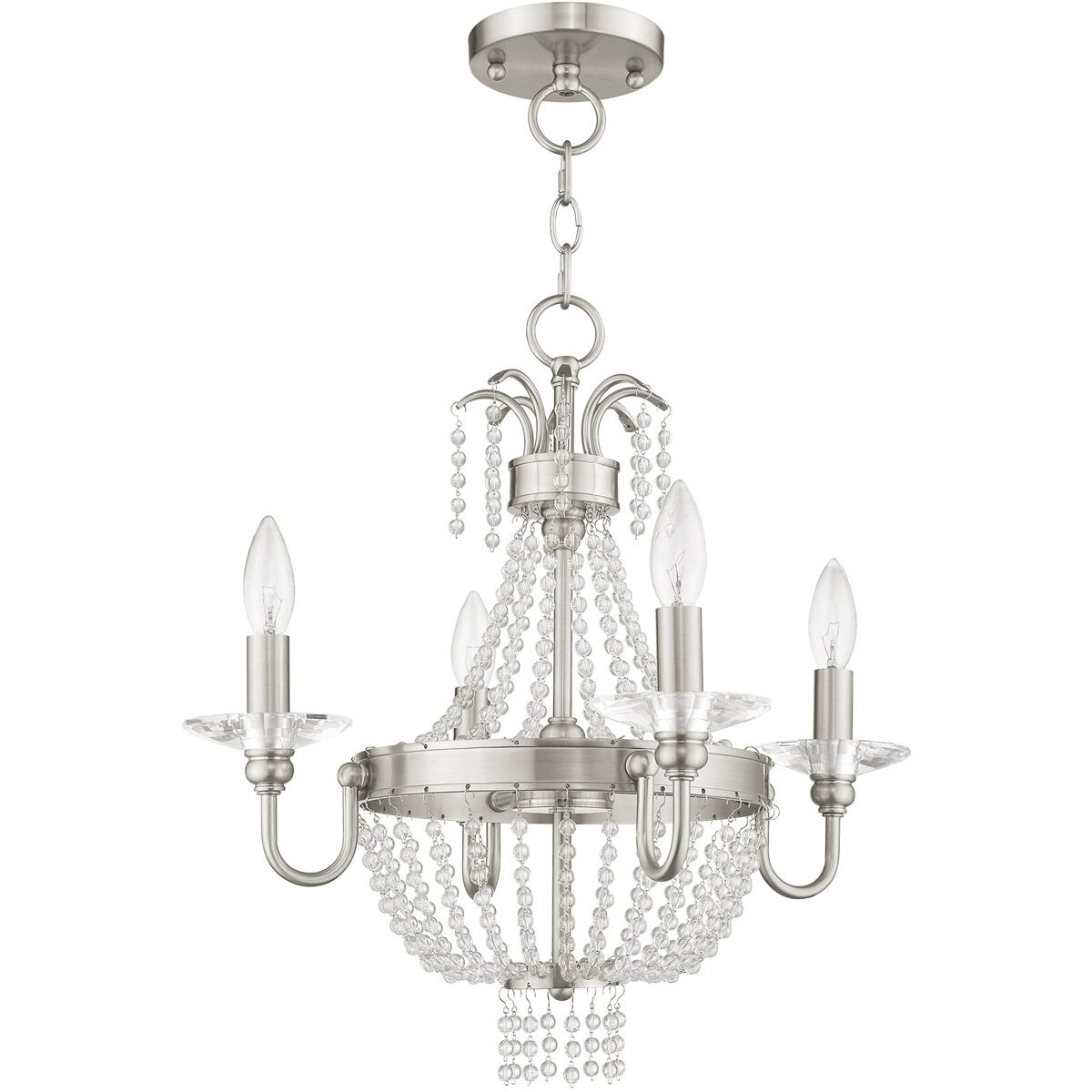 Valentina 4 Light 18 inch Brushed Nickel Convertible Mini Chandelier/Ceiling Mount Ceiling Light
