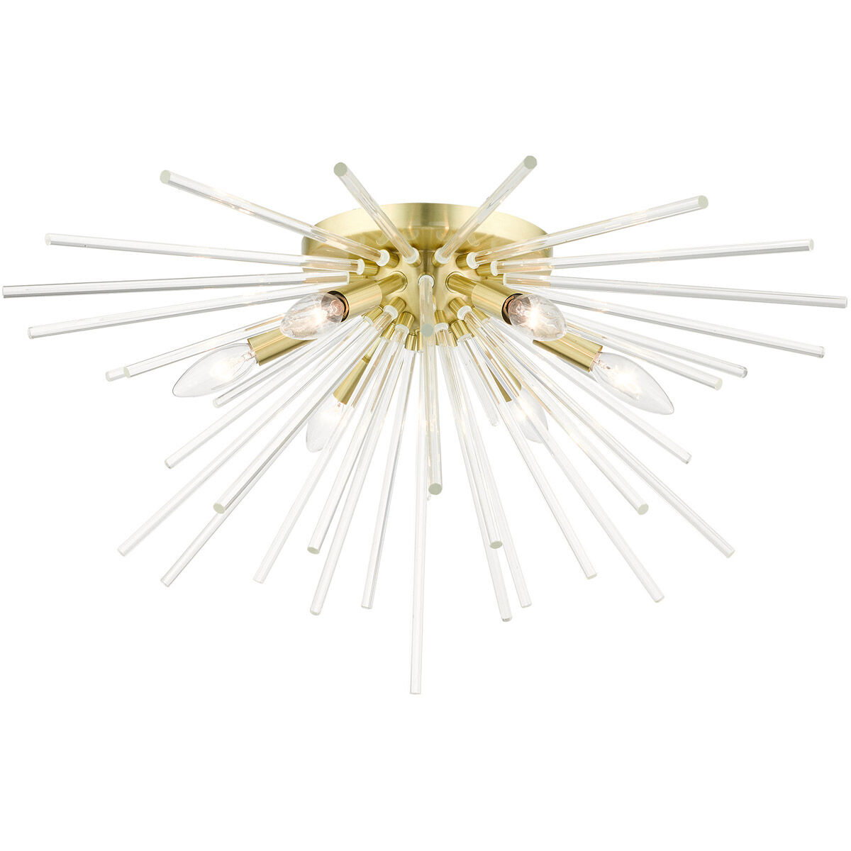 Utopia 6 Light 26 inch Satin Brass Flush Mount Ceiling Light