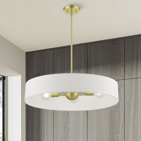Venlo 5 Light 26 inch Satin Brass with Shiny White Accents Pendant Ceiling Light, Large