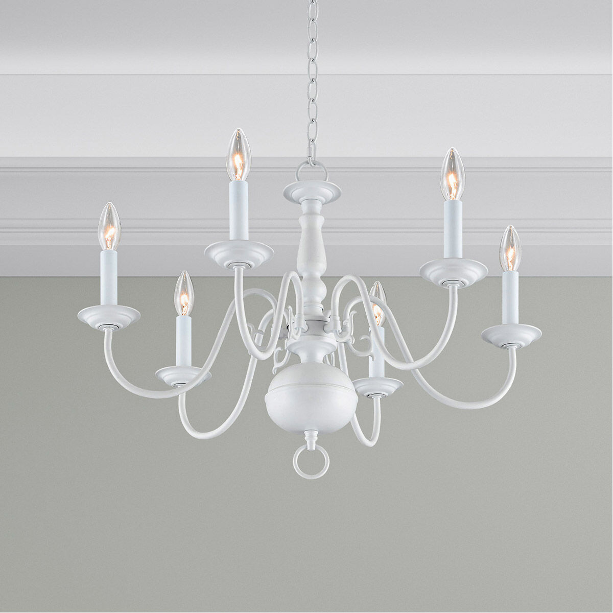 Williamsburgh 6 Light 24 inch White Chandelier Ceiling Light