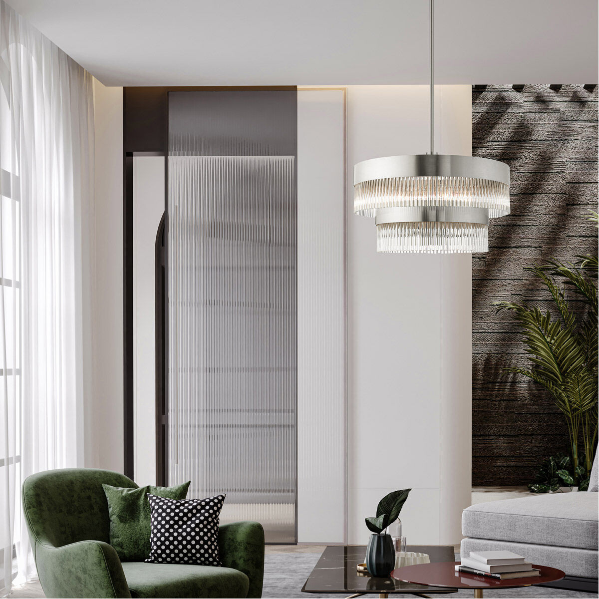 Nowrich 7 Light 24 inch Brushed Nickel Chandelier Ceiling Light