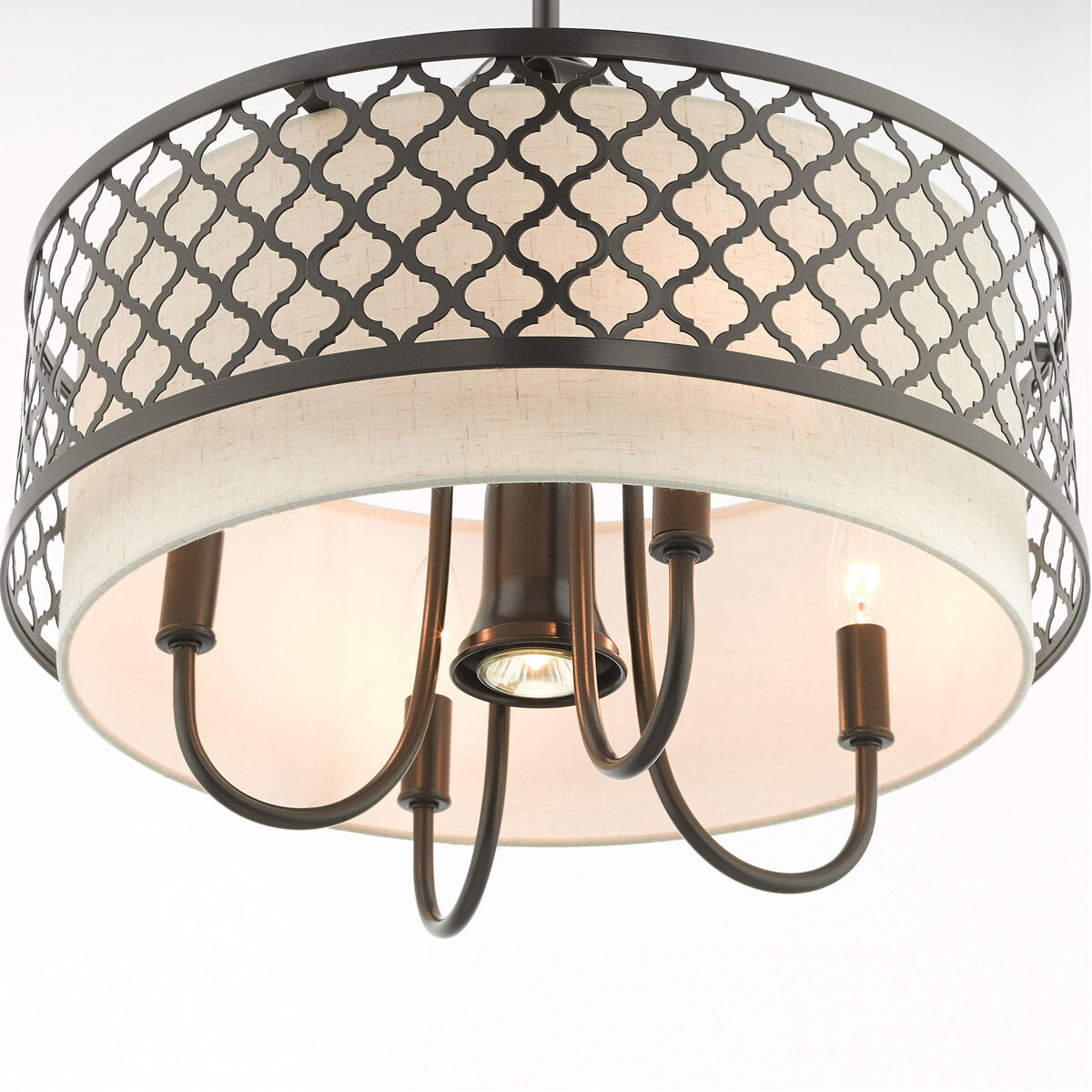 Arabesque 5 Light 18 inch English Bronze Pendant Chandelier Ceiling Light