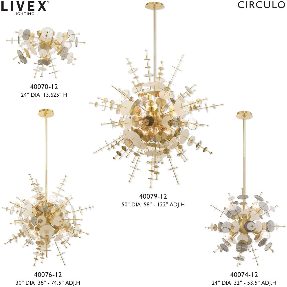 Circulo 6 Light 30 inch Satin Brass Pendant Chandelier Ceiling Light