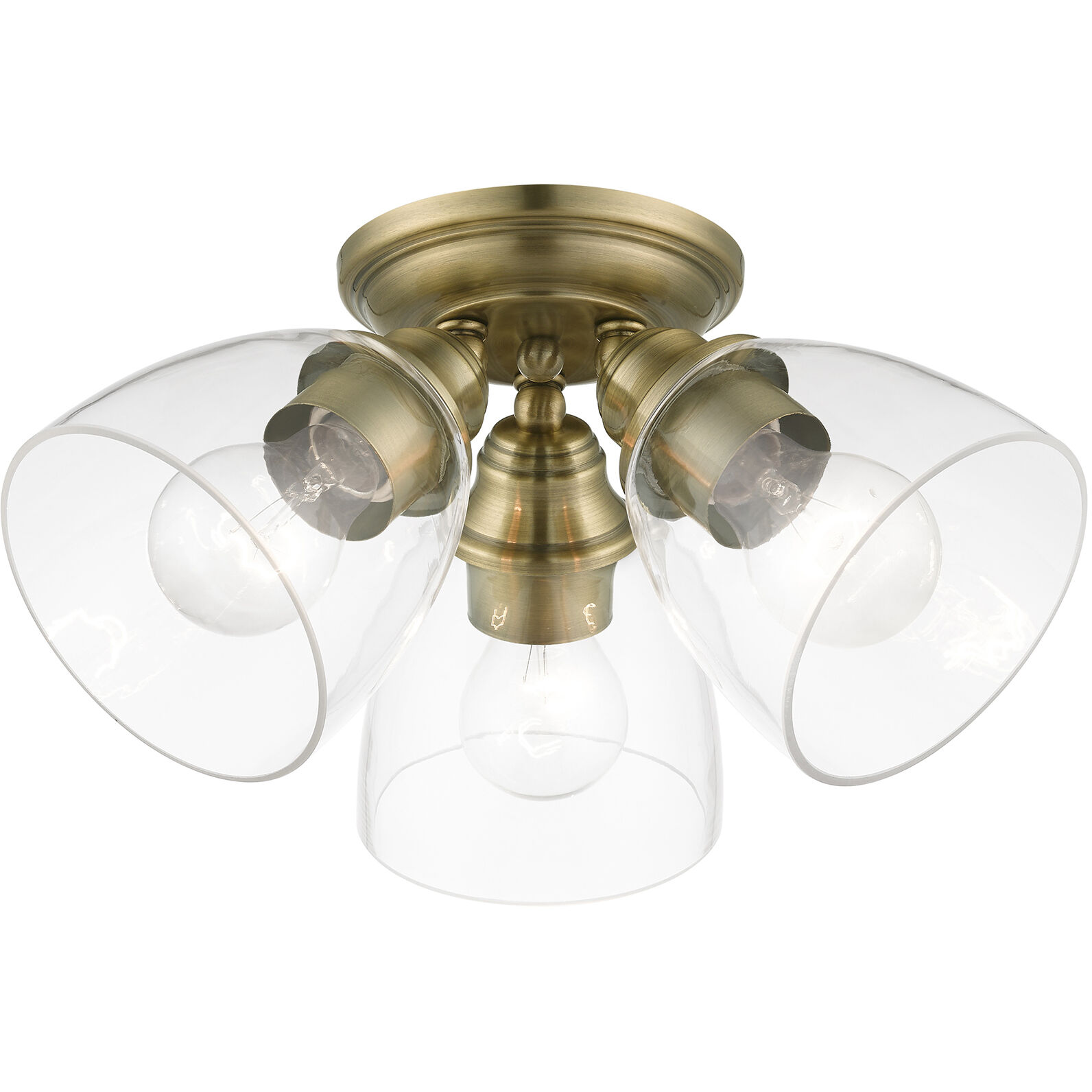 Montgomery 3 Light 14 inch Antique Brass Semi-Flush Ceiling Light