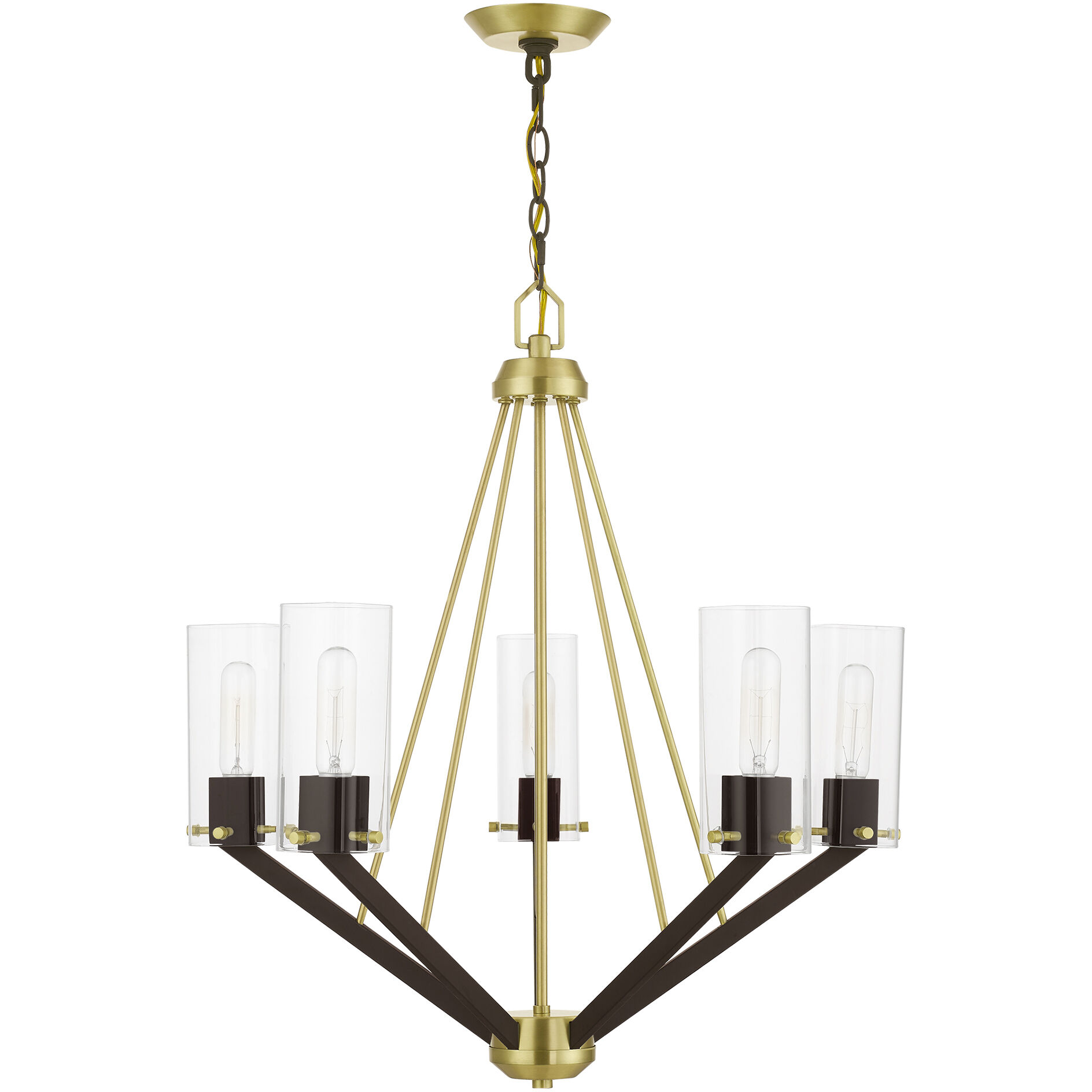 Beckett 5 Light 26 inch Satin Brass & Bronze Chandelier Ceiling Light